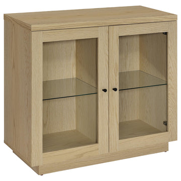 Tilbury Light Oak 2-door Glass Front Accent Display Cabinet - Ornate Home