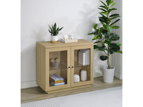 Tilbury Light Oak 2-door Glass Front Accent Display Cabinet - Ornate Home