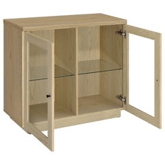 Tilbury Light Oak 2-door Glass Front Accent Display Cabinet - Ornate Home