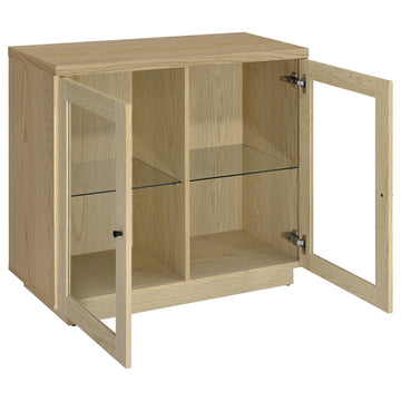 Tilbury Light Oak 2-door Glass Front Accent Display Cabinet - Ornate Home