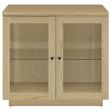 Tilbury Light Oak 2-door Glass Front Accent Display Cabinet - Ornate Home