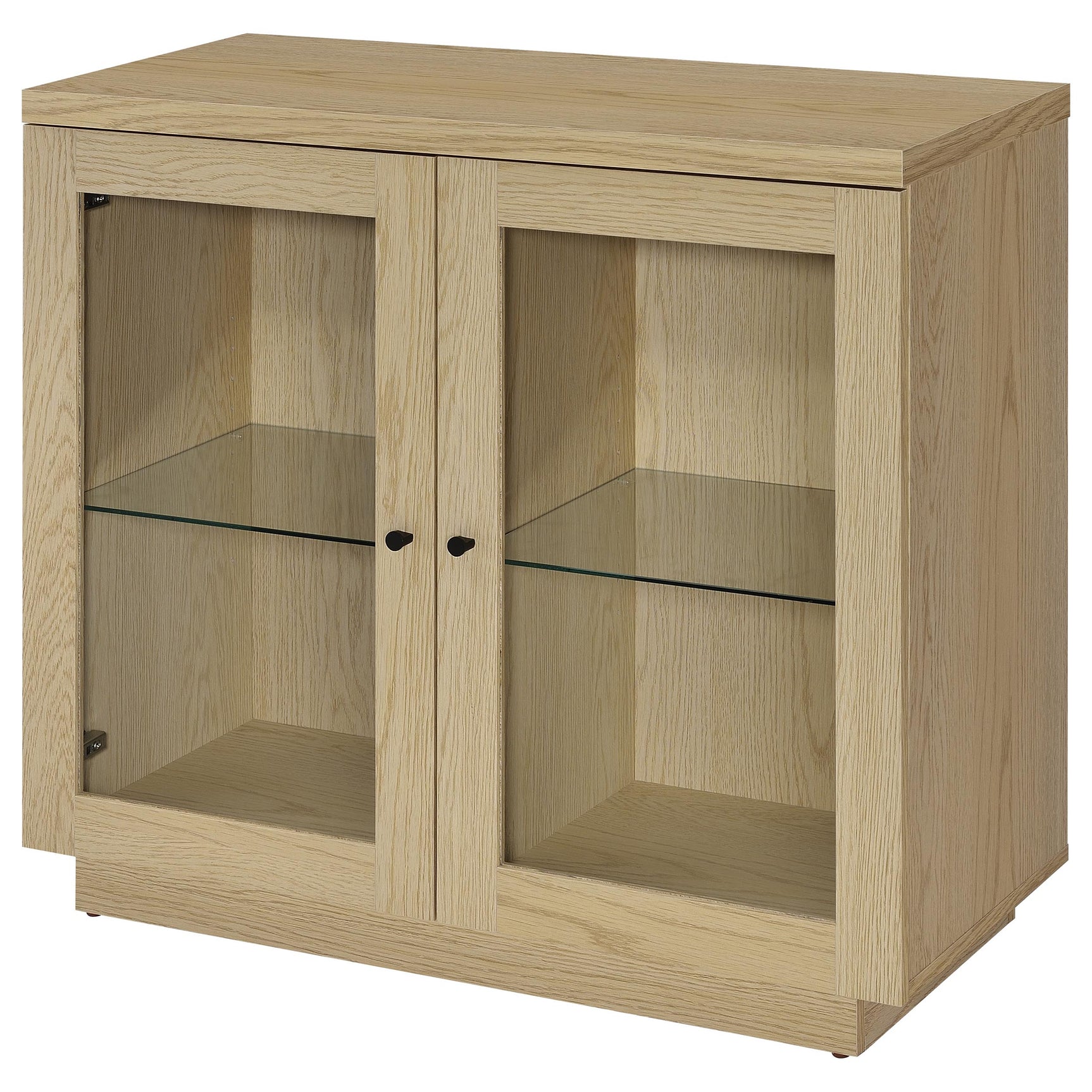 Tilbury Light Oak 2-door Glass Front Accent Display Cabinet - Ornate Home