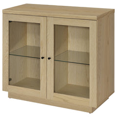 Tilbury Light Oak 2-door Glass Front Accent Display Cabinet - Ornate Home