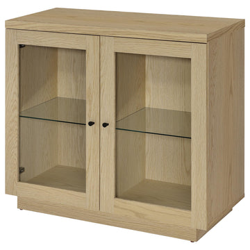 Tilbury Light Oak 2-door Glass Front Accent Display Cabinet - Ornate Home