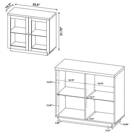 Tilbury Light Oak 2-door Glass Front Accent Display Cabinet - Ornate Home