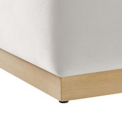 Tilden Alabaster/Natural 17" Square Performance Velvet Upholstered Ottoman - Ornate Home