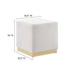 Tilden Alabaster/Natural 17" Square Performance Velvet Upholstered Ottoman - Ornate Home