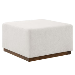 Tilden Cloud/Walnut Large 28" Square Boucle Upholstered Ottoman - Ornate Home