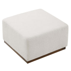 Tilden Cloud/Walnut Large 28" Square Boucle Upholstered Ottoman - Ornate Home