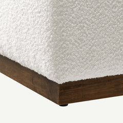 Tilden Cloud/Walnut Large 28" Square Boucle Upholstered Ottoman - Ornate Home