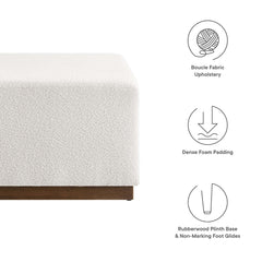 Tilden Cloud/Walnut Large 28" Square Boucle Upholstered Ottoman - Ornate Home