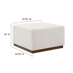 Tilden Cloud/Walnut Large 28" Square Boucle Upholstered Ottoman - Ornate Home