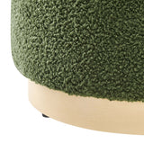 Tilden Moss Green/Natural 16" Round Sherpa Upholstered Ottoman - Ornate Home