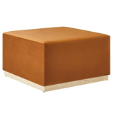 Tilden Rust/Natural Large 28" Square Performance Velvet Upholstered Ottoman - Ornate Home