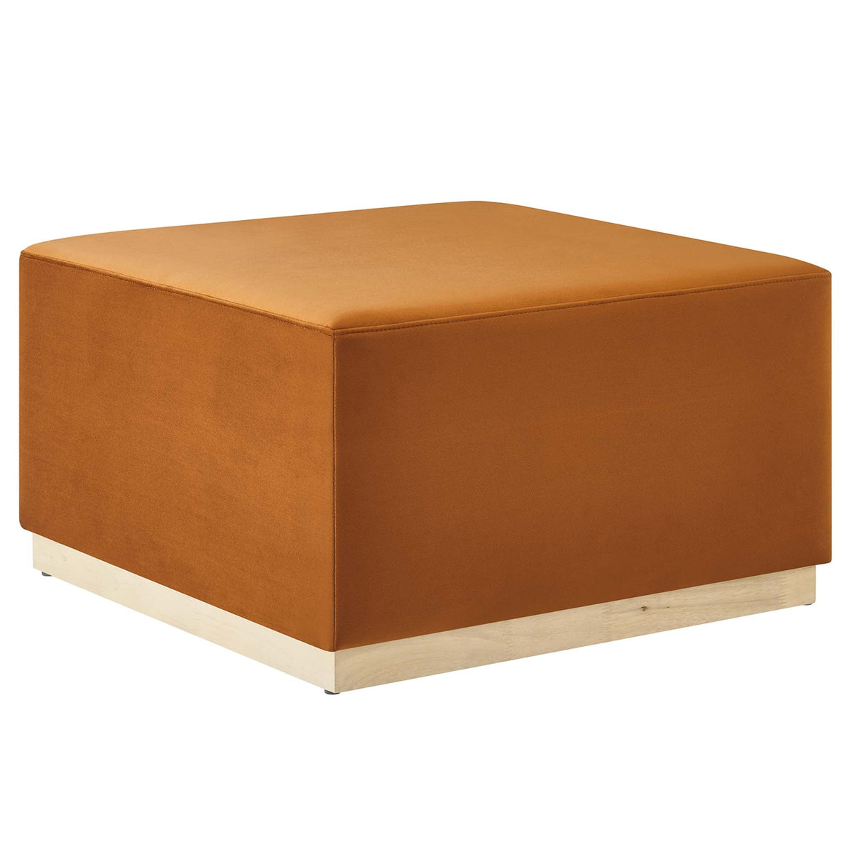 Tilden Rust/Natural Large 28" Square Performance Velvet Upholstered Ottoman - Ornate Home