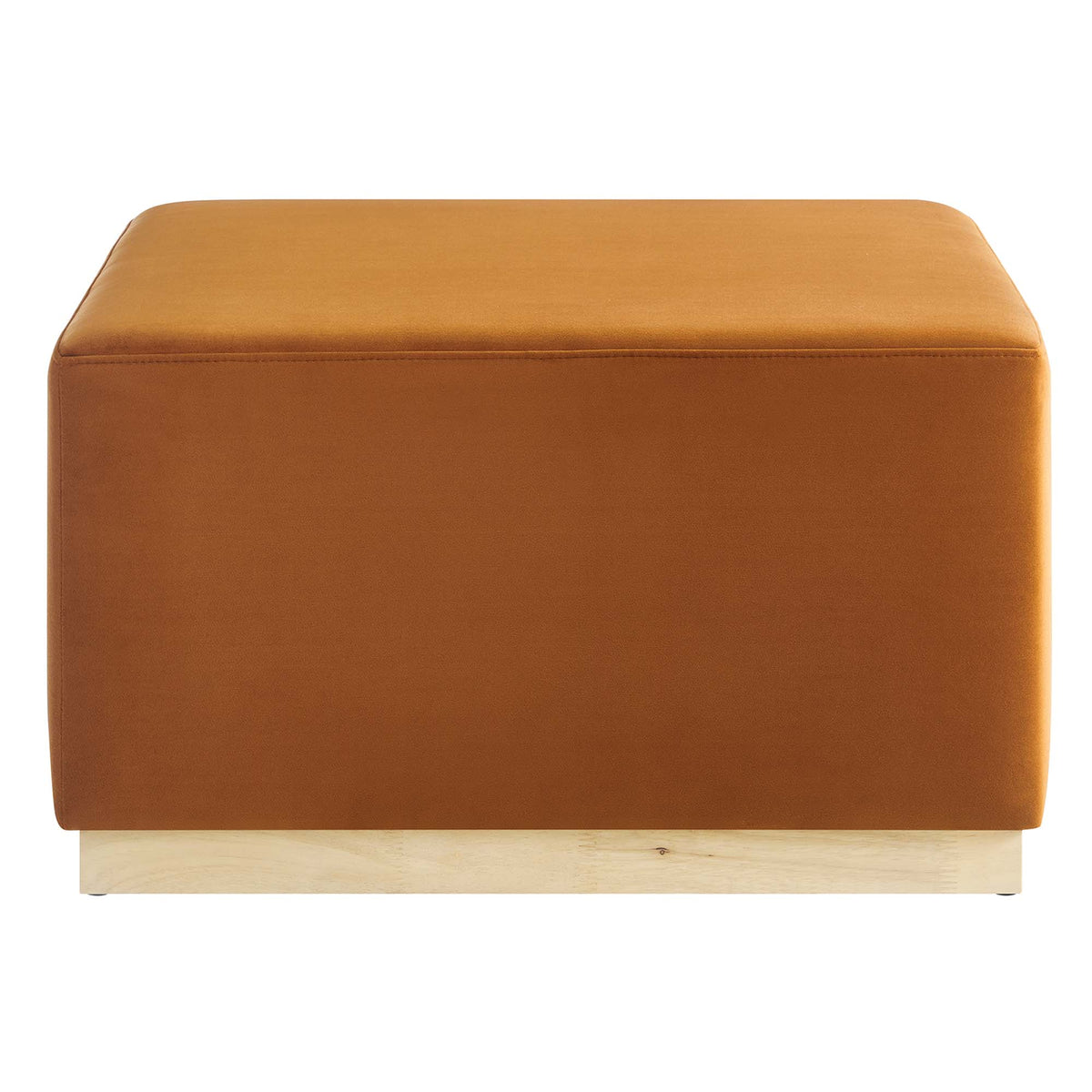 Tilden Rust/Natural Large 28" Square Performance Velvet Upholstered Ottoman - Ornate Home