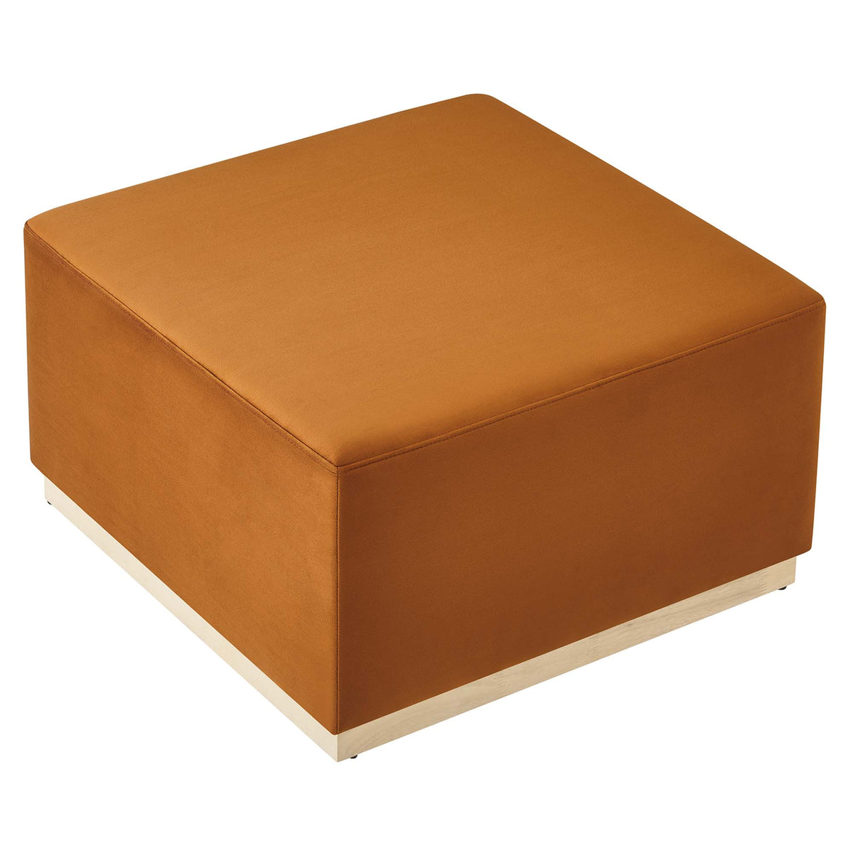 Tilden Rust/Natural Large 28" Square Performance Velvet Upholstered Ottoman - Ornate Home