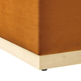 Tilden Rust/Natural Large 28" Square Performance Velvet Upholstered Ottoman - Ornate Home