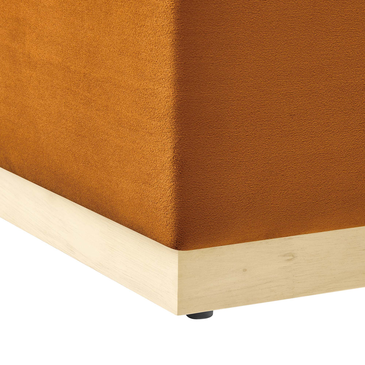 Tilden Rust/Natural Large 28" Square Performance Velvet Upholstered Ottoman - Ornate Home