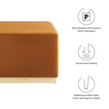 Tilden Rust/Natural Large 28" Square Performance Velvet Upholstered Ottoman - Ornate Home