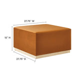 Tilden Rust/Natural Large 28" Square Performance Velvet Upholstered Ottoman - Ornate Home