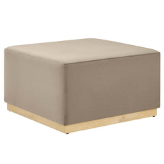Tilden Taupe/Natural Large 28" Square Performance Velvet Upholstered Ottoman - Ornate Home