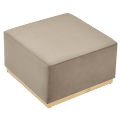 Tilden Taupe/Natural Large 28" Square Performance Velvet Upholstered Ottoman - Ornate Home