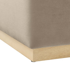 Tilden Taupe/Natural Large 28" Square Performance Velvet Upholstered Ottoman - Ornate Home