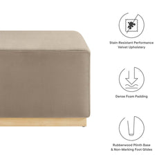 Tilden Taupe/Natural Large 28" Square Performance Velvet Upholstered Ottoman - Ornate Home