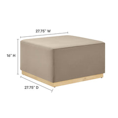 Tilden Taupe/Natural Large 28" Square Performance Velvet Upholstered Ottoman - Ornate Home