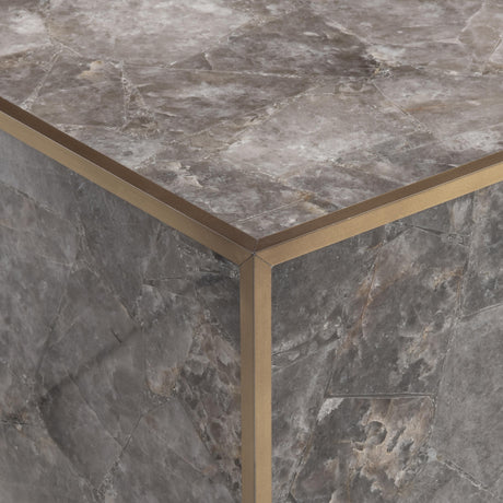 Tildon Smoky Quartz/Aged Brass Cocktail Table - Ornate Home