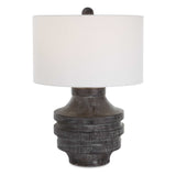 Timber Black Carved Wood Table Lamp - Ornate Home