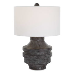 Timber Black Carved Wood Table Lamp - Ornate Home