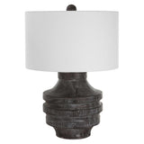 Timber Black Carved Wood Table Lamp - Ornate Home