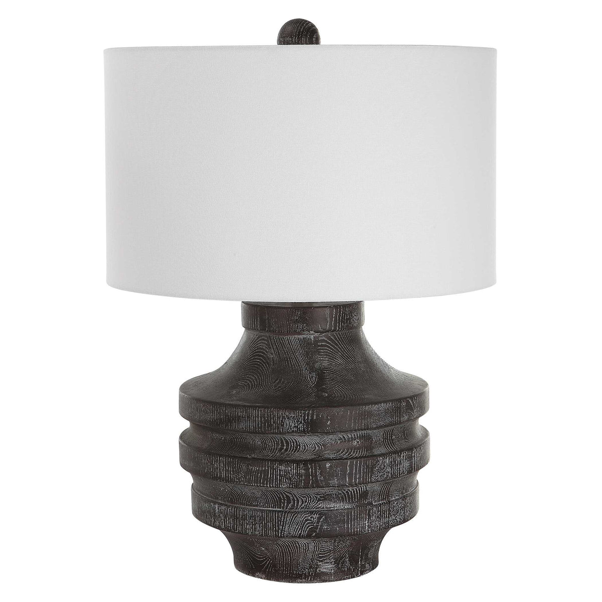 Timber Black Carved Wood Table Lamp - Ornate Home