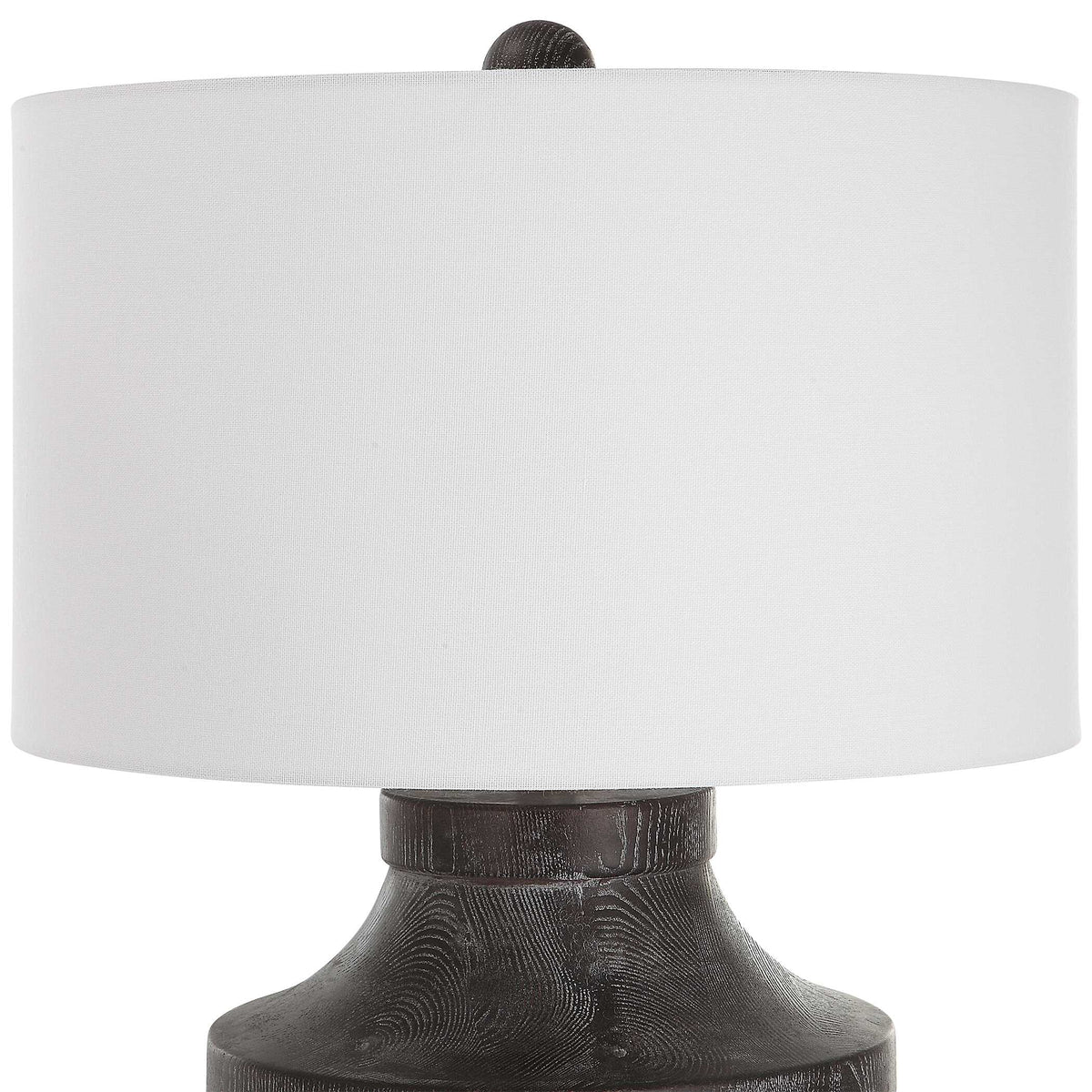 Timber Black Carved Wood Table Lamp - Ornate Home