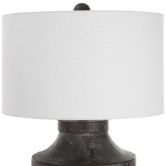 Timber Black Carved Wood Table Lamp - Ornate Home