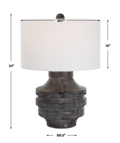 Timber Black Carved Wood Table Lamp - Ornate Home