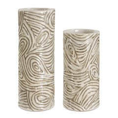 Timber Gray/White Swirl Earth Tone Vases (Set of 2) - Ornate Home