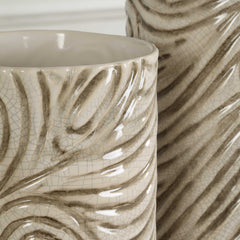 Timber Gray/White Swirl Earth Tone Vases (Set of 2) - Ornate Home