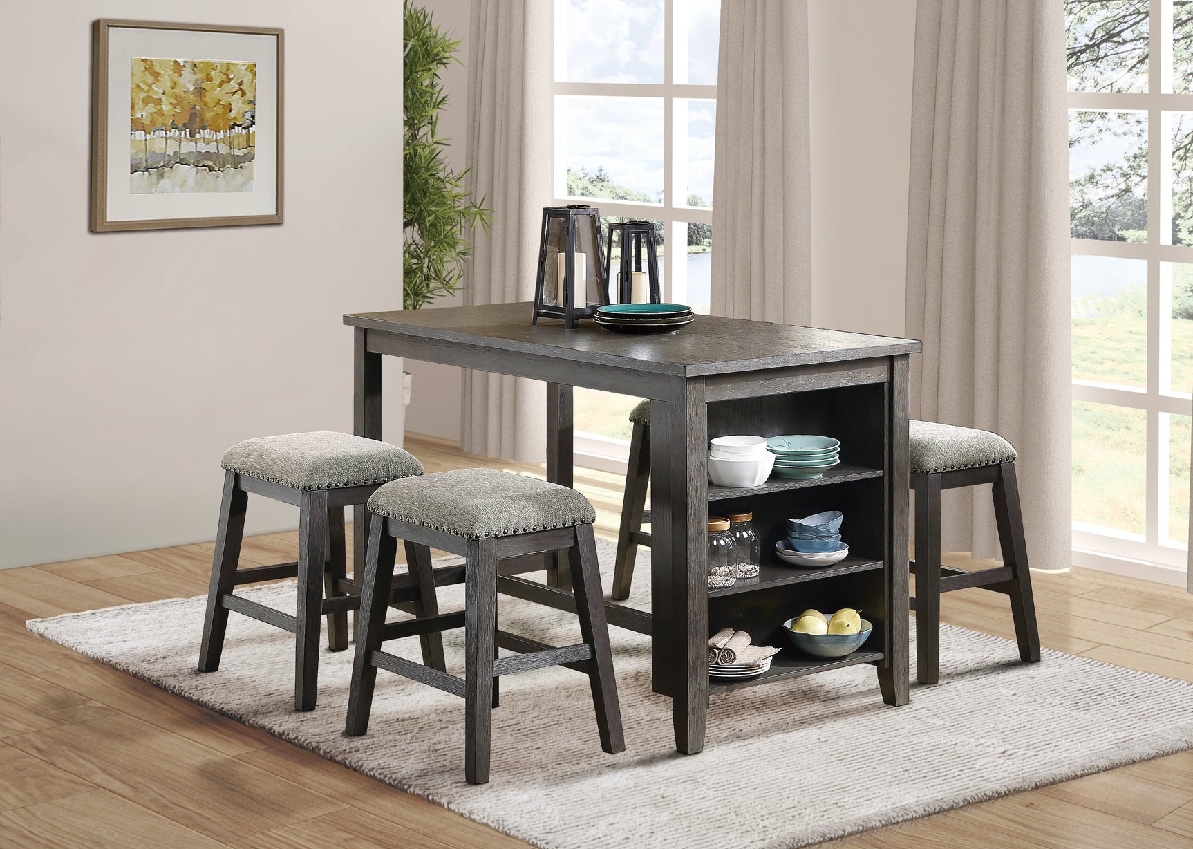 Timbre Wire-Brushed Gray Counter Height Stool - Ornate Home