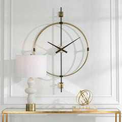 Time Flies Black/Brass Modern Wall Clock - Ornate Home