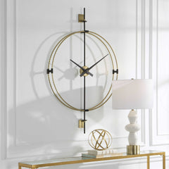 Time Flies Black/Brass Modern Wall Clock - Ornate Home