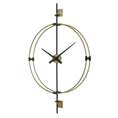 Time Flies Black/Brass Modern Wall Clock - Ornate Home