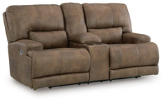 Time-Piece Earth Power Reclining Loveseat with Console - Ornate Home
