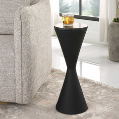Time's Up Black Hourglass Shaped Drink Table - Ornate Home