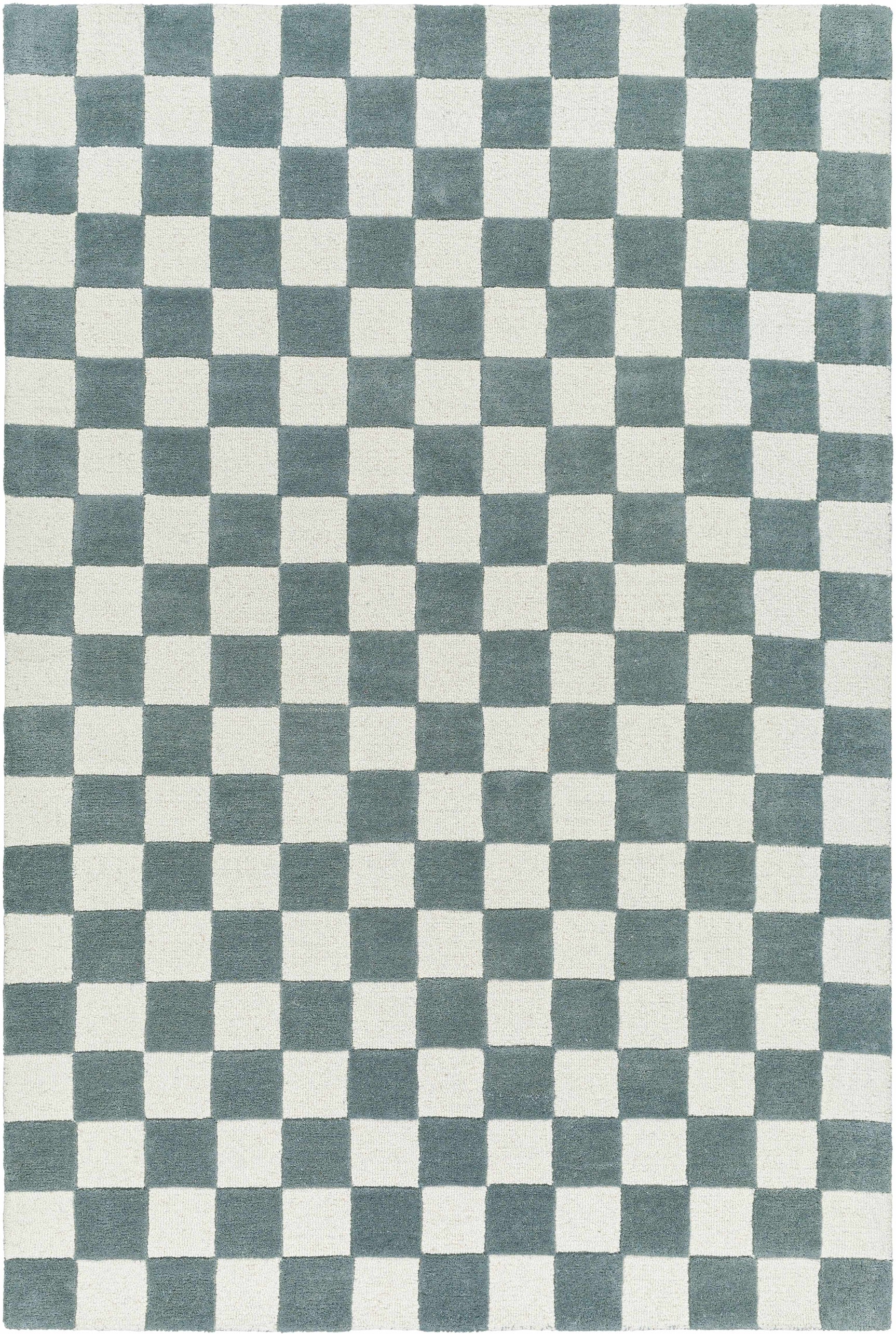 Timin Blue Gray Checkered Area Rug - Clearance - Ornate Home