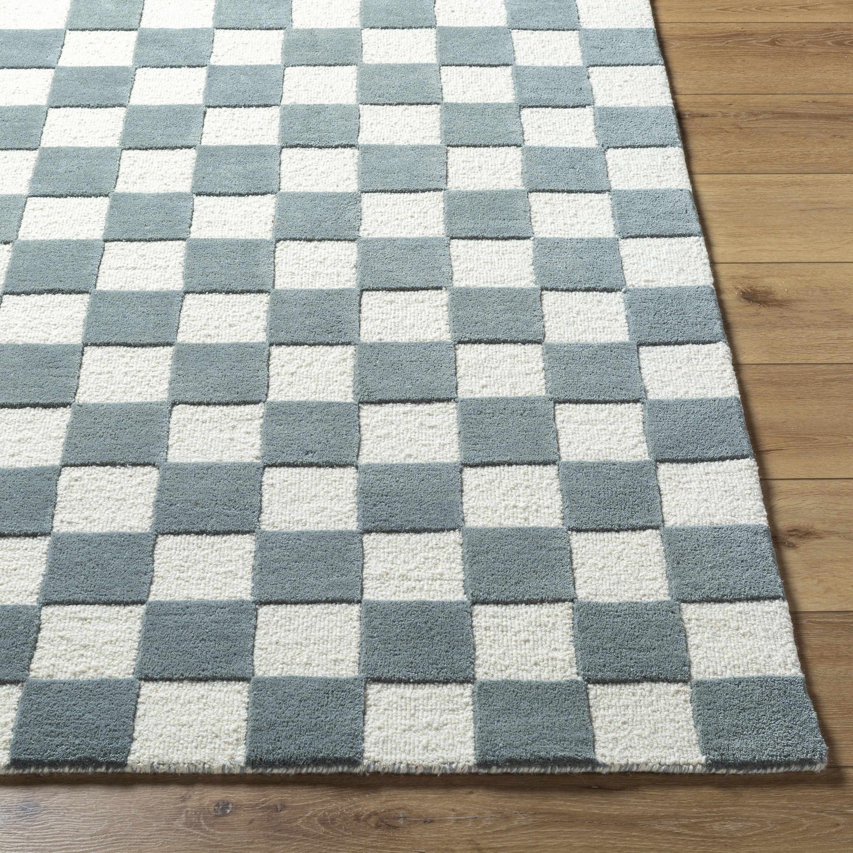 Timin Blue Gray Checkered Area Rug - Clearance - Ornate Home