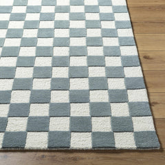 Timin Blue Gray Checkered Area Rug - Clearance - Ornate Home