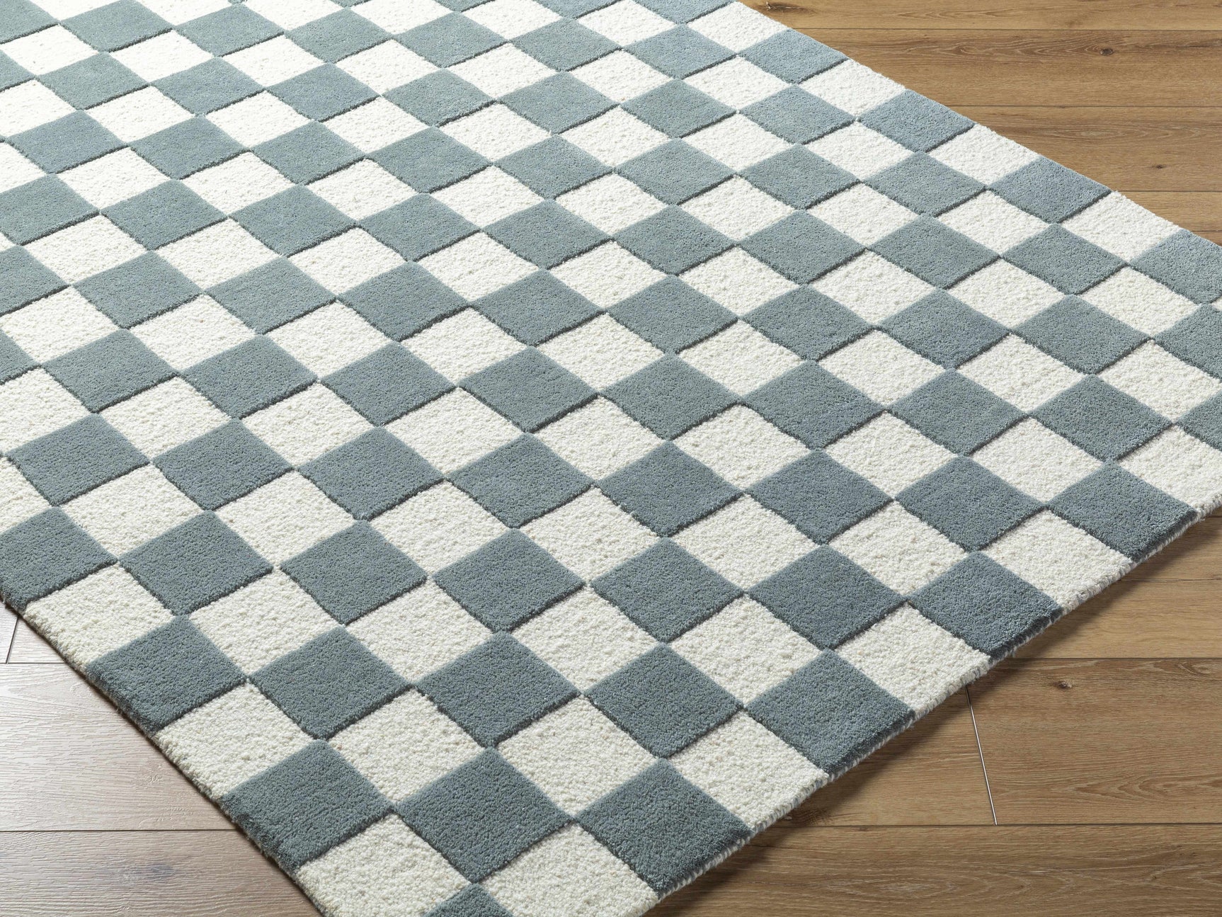 Timin Blue Gray Checkered Area Rug - Clearance - Ornate Home
